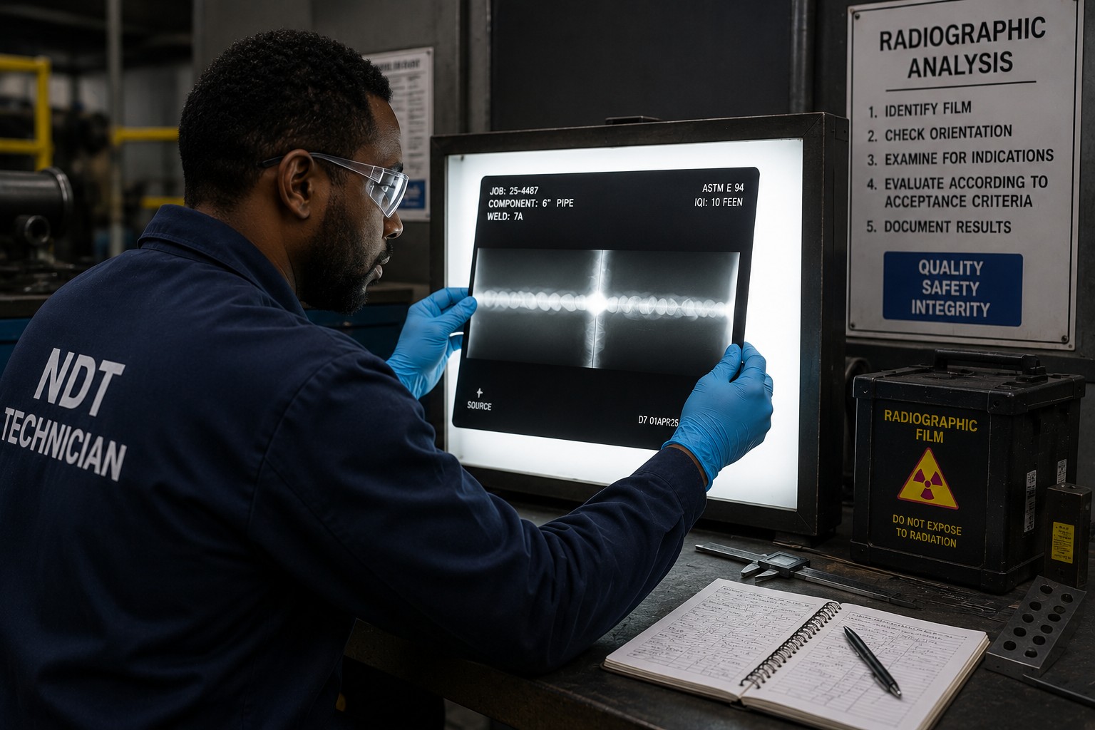 rt tech analysing a radiograph